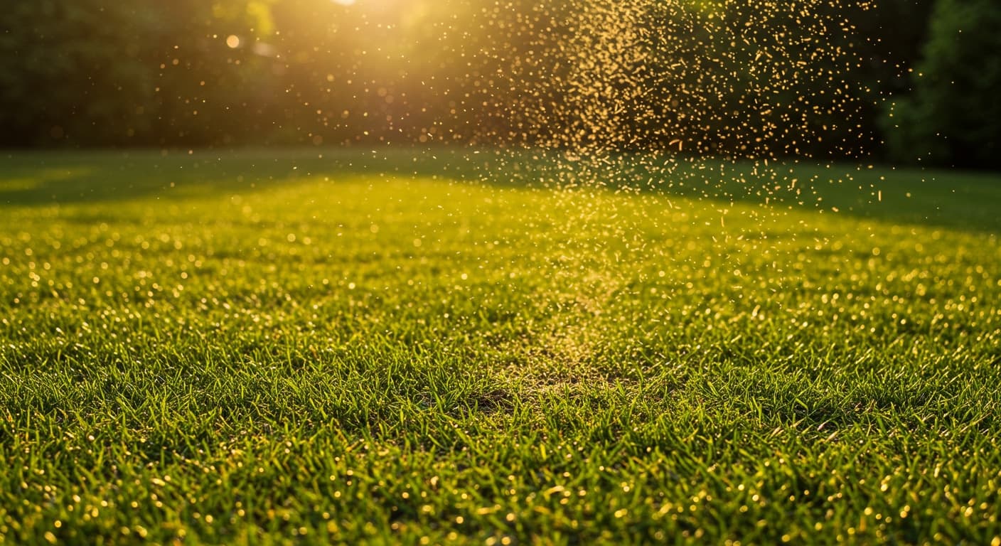 Ankara'da yaz ortasında çim yenileme ve ara ekim (overseeding) uygulaması yapılan yeşil bir bahçe