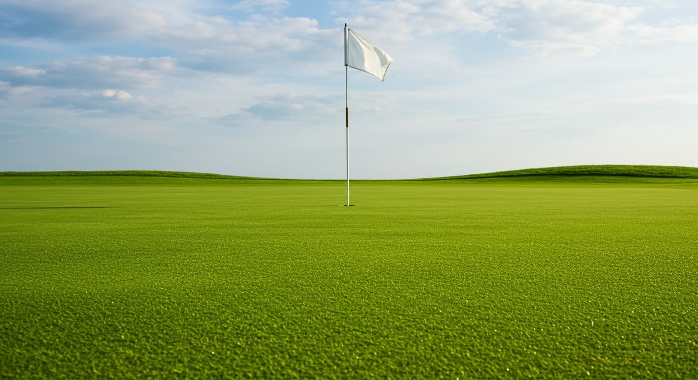 Golf green üzerinde reel biçme makinesiyle yapılan hassas çim biçimi — putting green bakımı