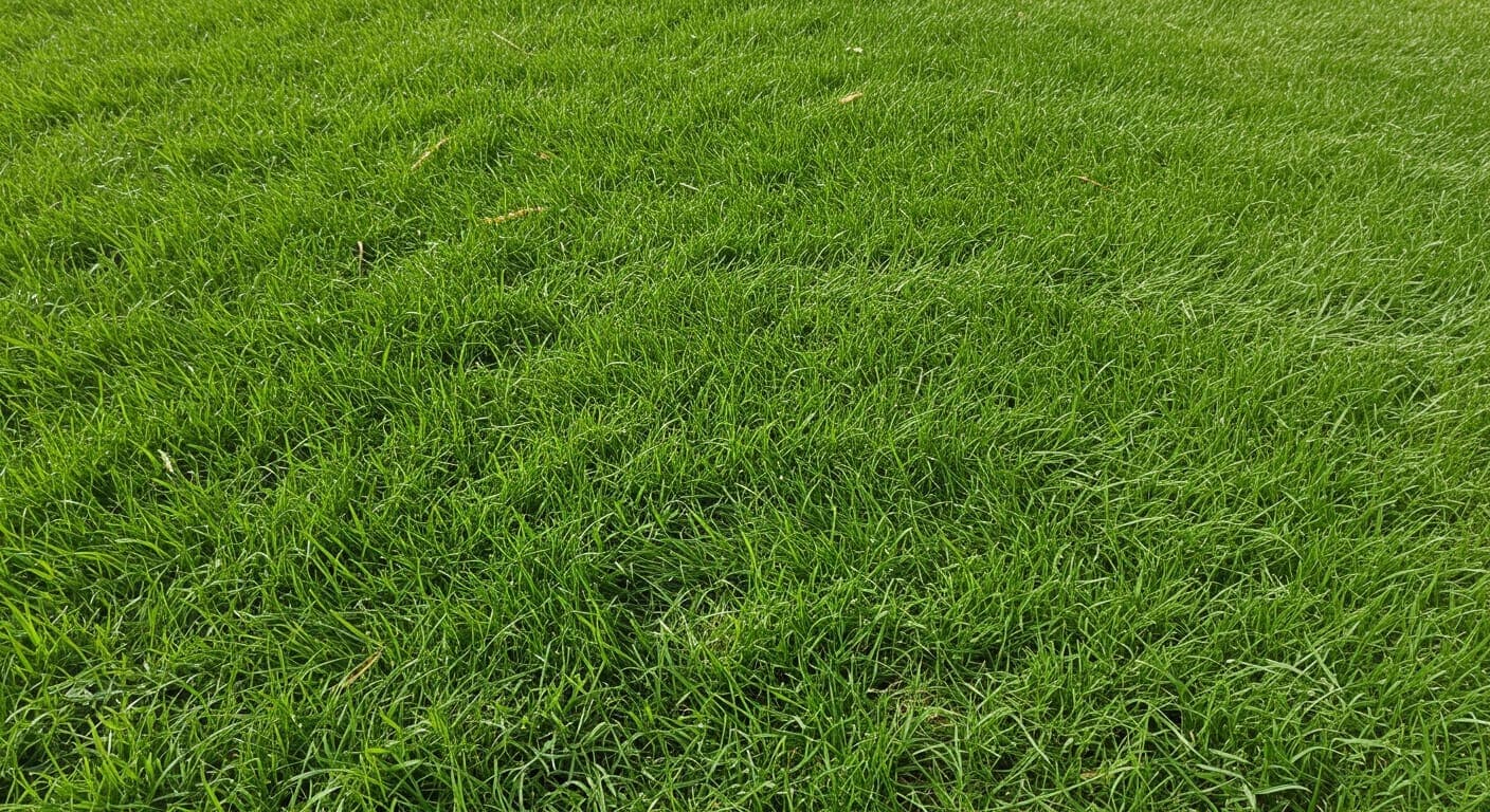 Ankara bahçesinde yaz ortasında yeşil kalan kuraklığa dayanıklı tall fescue çim alanı